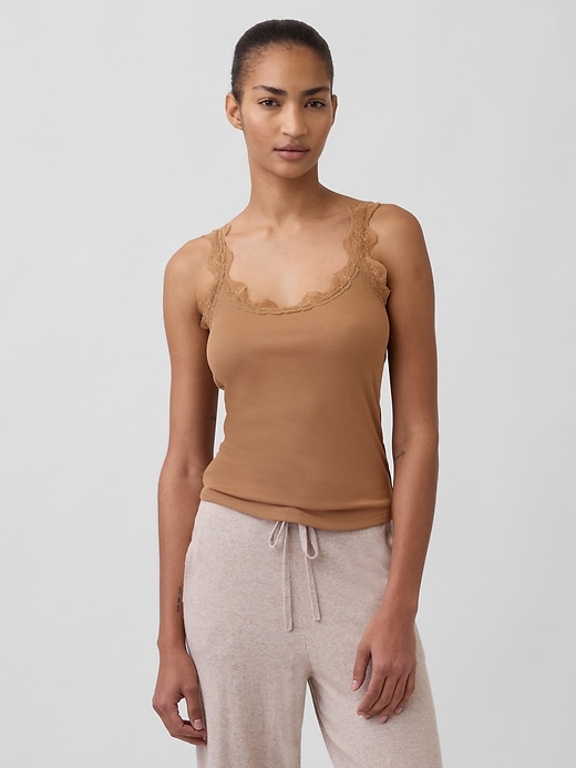 Image number 1 showing, Mini Rib Lace PJ Tank Top