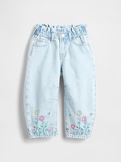 Baby & Toddler Floral Horseshoe Jeans