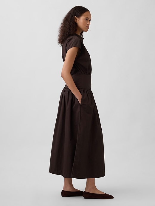 Image number 3 showing, Poplin Drop-Waist Maxi Shirtdress