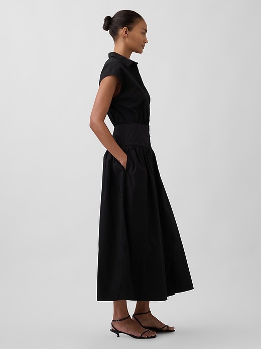 Image number 3 showing, Poplin Drop-Waist Maxi Shirtdress