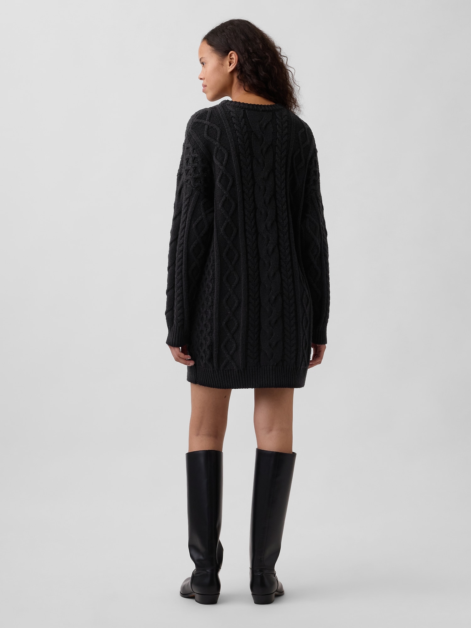 Cable-Knit Mini Sweater Dress