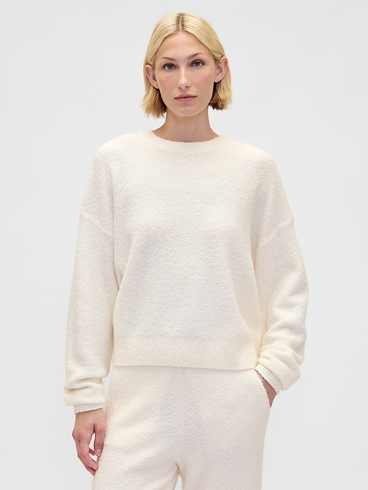 Image number 1 showing, CashSoft Boucle Relaxed Crewneck Top