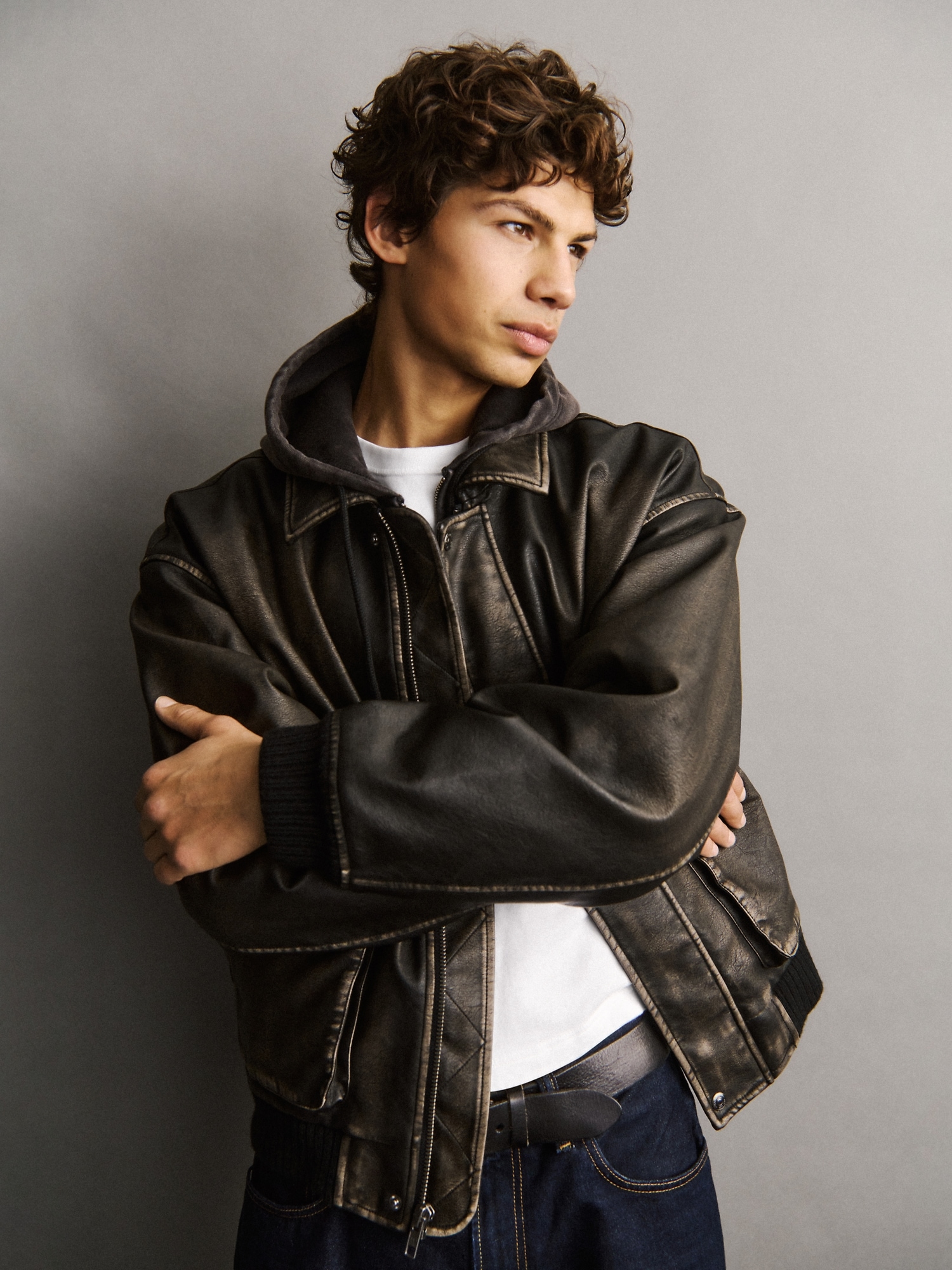 Recycled Vegan Leather Bomber Jacket