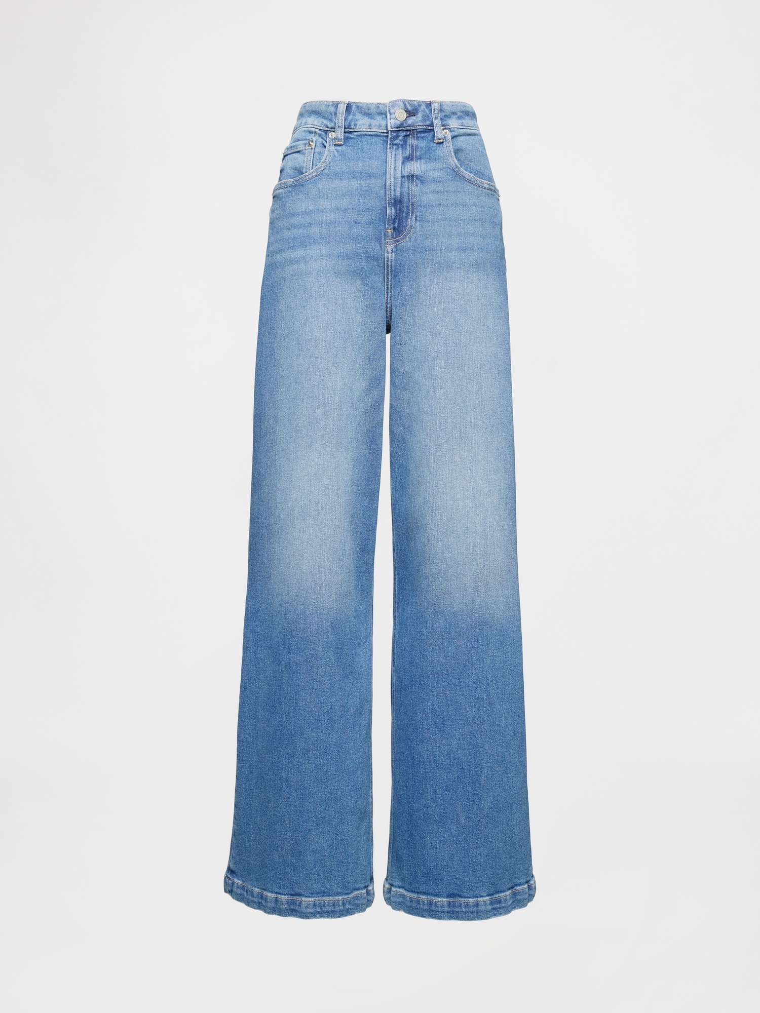 Женские джинсы Gap Extra High Rise Stride Wide-Leg, цвет: Светлый индиго — фото 6