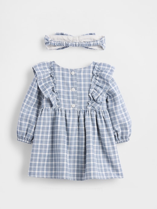 Image number 2 showing, Baby Flannel Bow Dress Outfit Set