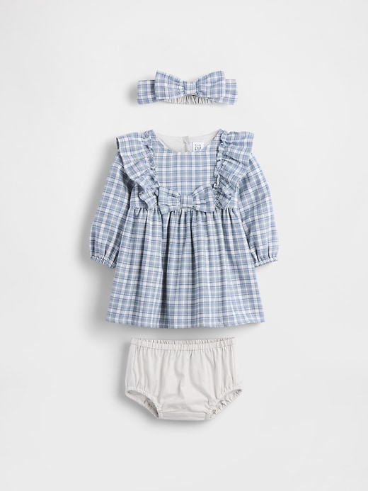 Image number 3 showing, Baby Flannel Bow Dress Outfit Set