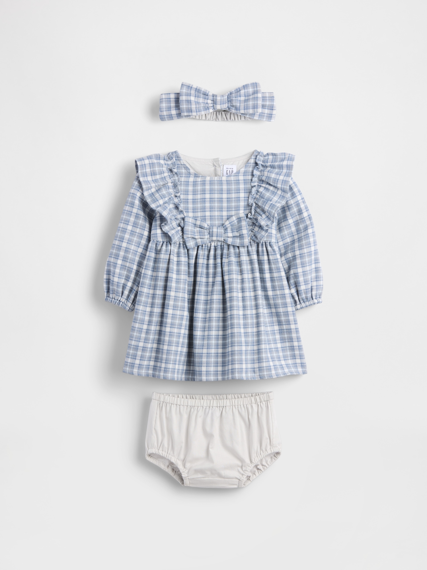 Baby Flannel Bow Dress Outfit Set