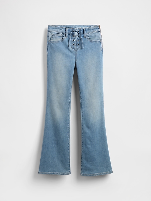 Image number 2 showing, Kids High Rise Lace-Up '70s Flare Jeans