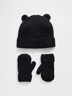 Baby & Toddler CashSoft Bear Beanie & Mittens Set