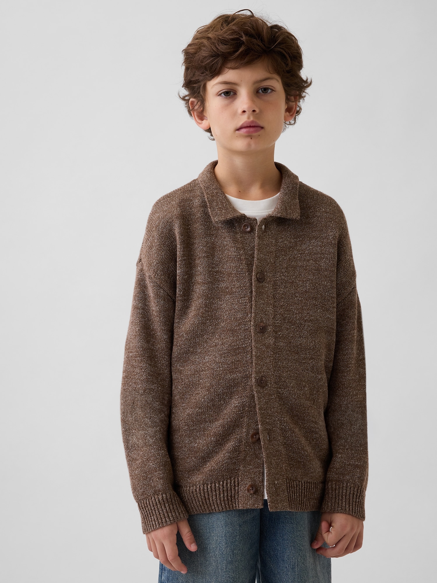 Kids Relaxed Polo Cardigan Sweater