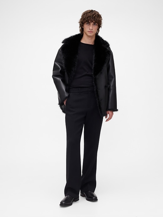 Image number 3 showing, GapStudio Adult Vegan Leather Fur-Lined Coat