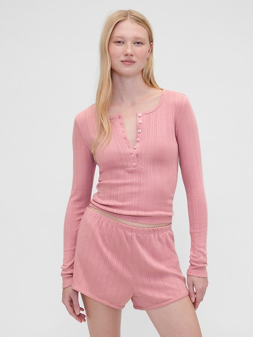 Image number 1 showing, Gap × Summer Fridays Pointelle Henley PJ Top