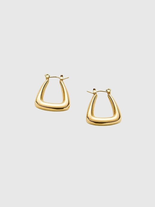 Image number 1 showing, Gold Triangle Hoop Earrings