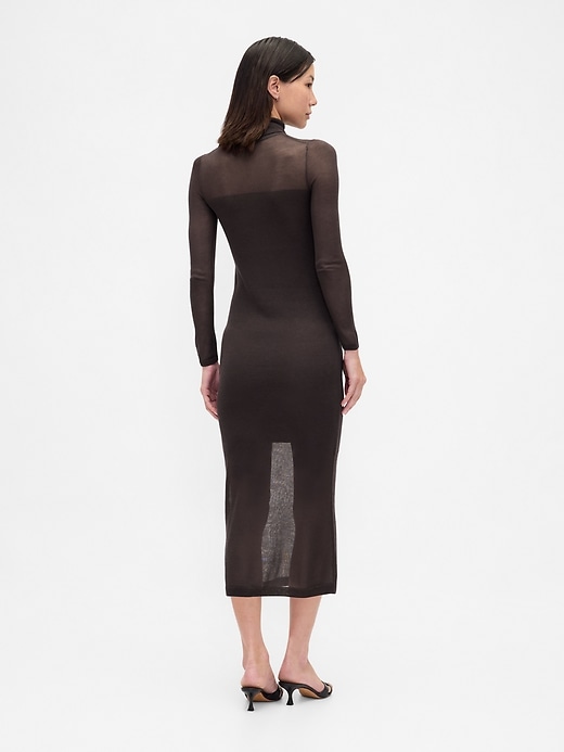 Image number 2 showing, Sheer Turtleneck Maxi Sweater Dress