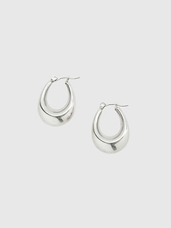 Silver Oval Hoop Earrings