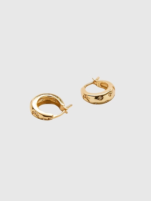 Image number 1 showing, Moon And Star Gold Hoop Earrings