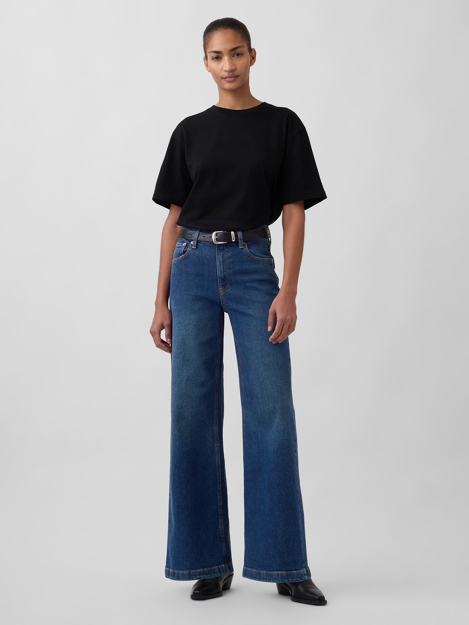 High Rise Stride Wide-Leg Jeans