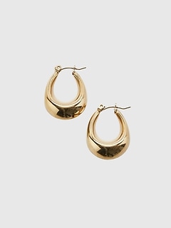 Gold Oval Hoop Earrings