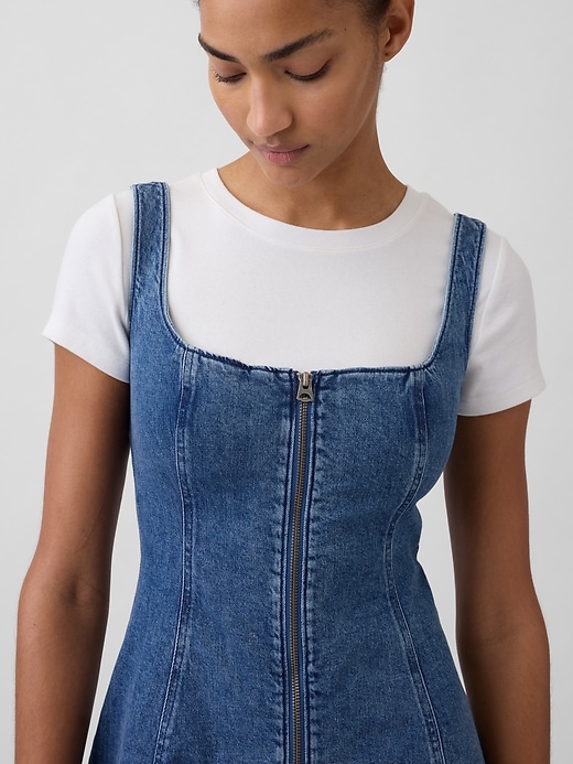 Image number 4 showing, Denim Zip-Front Mini Dress