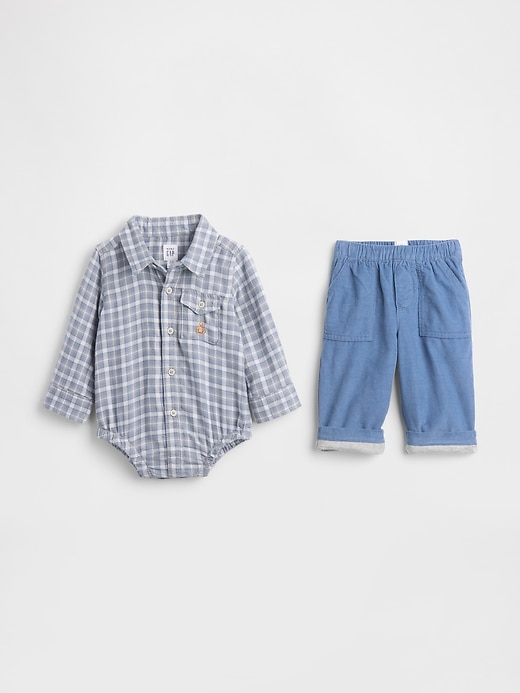 Image number 1 showing, Baby Flannel & Corduroy Outfit Set