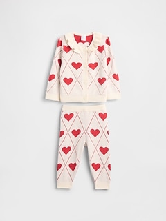 Baby Ruffle Collar Cardigan Sweater Set