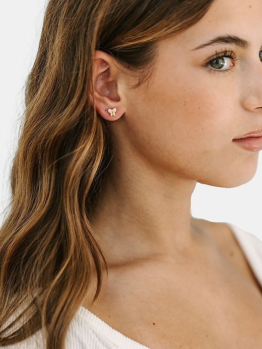 Image number 3 showing, Pierced Co Pink Bow Screwback Earrings