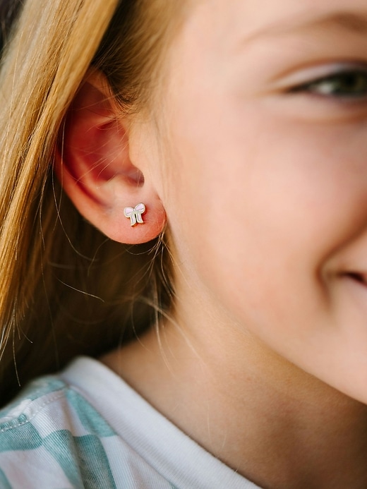 Image number 2 showing, Pierced Co Pink Bow Screwback Earrings