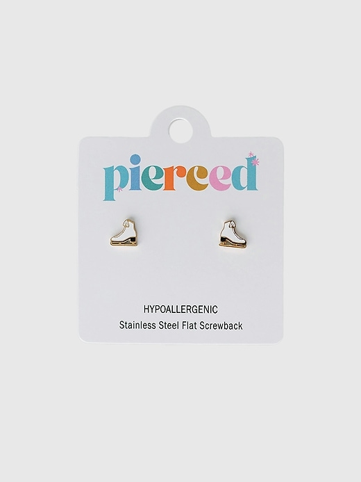 Image number 1 showing, Pierced Co Ice Skate Screwback Earrings