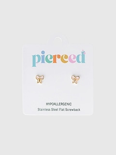 Pierced Co Pink Bow Screwback Earrings