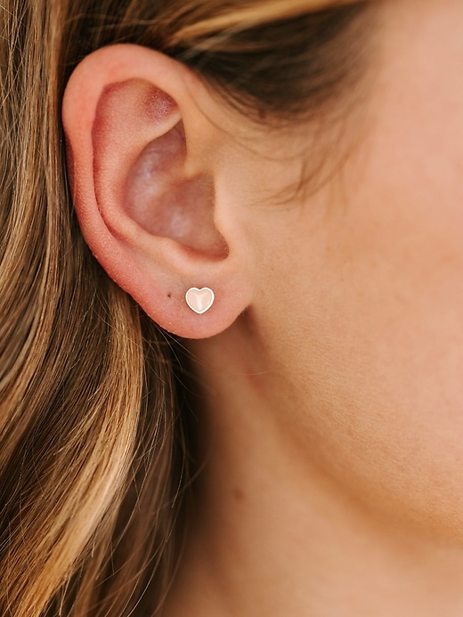 Image number 2 showing, Pierced Co Tiny Peachy Heart Screwback Earrings
