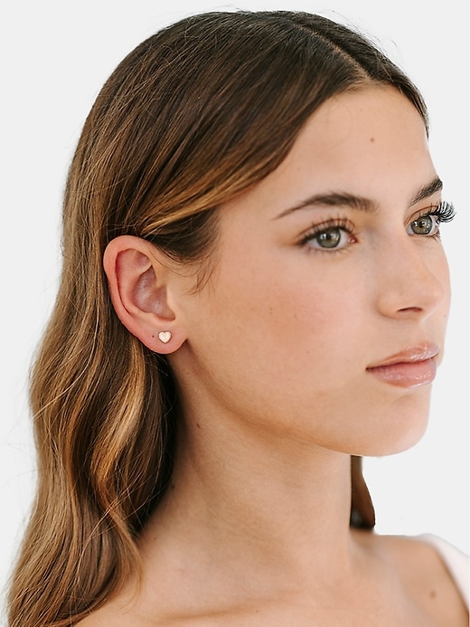 Image number 3 showing, Pierced Co Tiny Peachy Heart Screwback Earrings