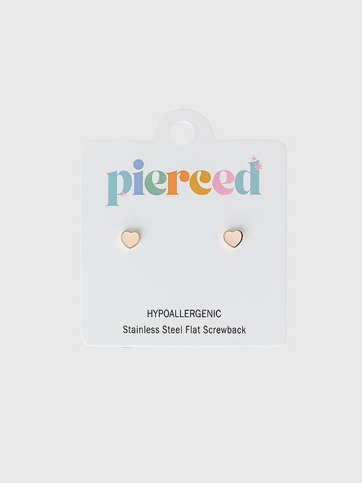 Image number 1 showing, Pierced Co Tiny Peachy Heart Screwback Earrings
