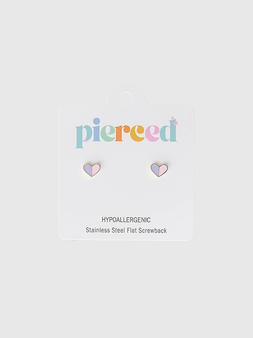 Image number 1 showing, Pierced Co Heart Duo Screwback Earrings