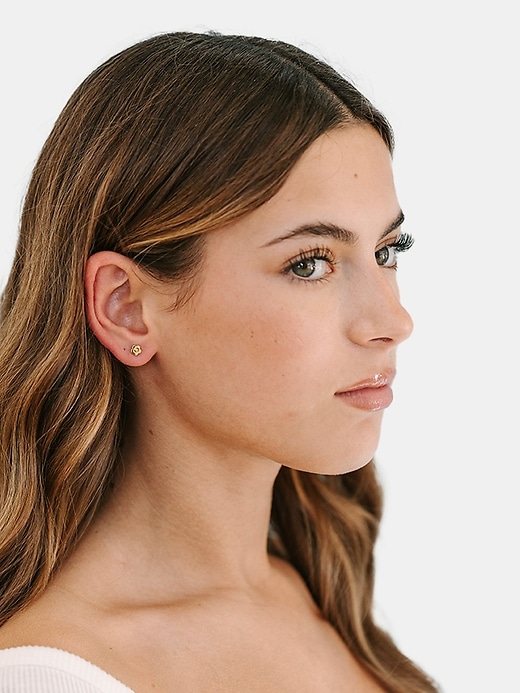 Image number 3 showing, Pierced Co Tiny Classic Flower Screwback Earrings