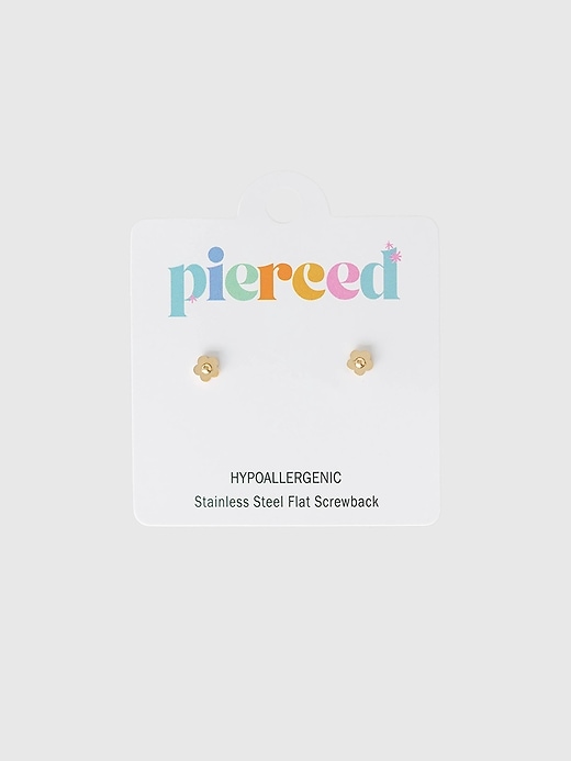Image number 1 showing, Pierced Co Tiny Classic Flower Screwback Earrings