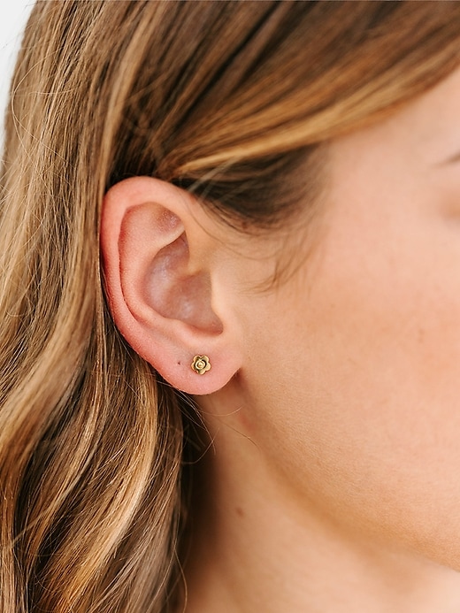 Image number 2 showing, Pierced Co Tiny Classic Flower Screwback Earrings