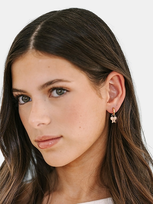 Image number 3 showing, Pierced Co Pink Bow Charm For Huggie Earrings