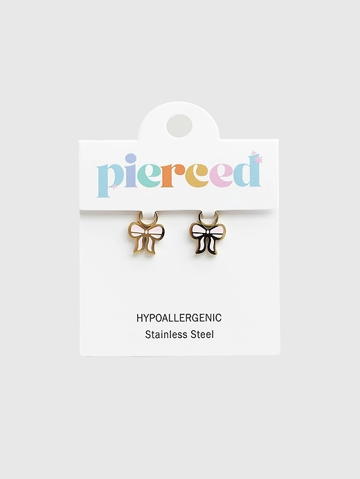 Image number 1 showing, Pierced Co Pink Bow Charm For Huggie Earrings