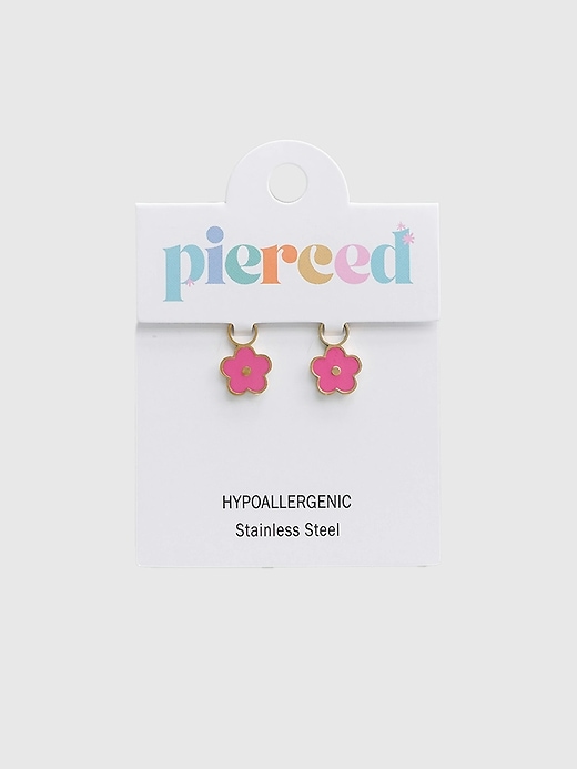 Image number 1 showing, Pierced Co Hot Pink Flower Charm For Huggie Earrings