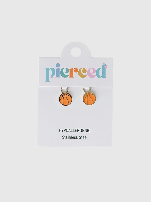 Image number 1 showing, Pierced Co Basketball Charm For Huggie Earrings