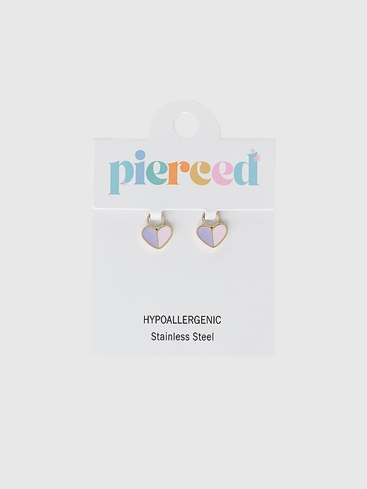 Image number 1 showing, Pierced Co Heart Duo Charm For Huggie Earrings