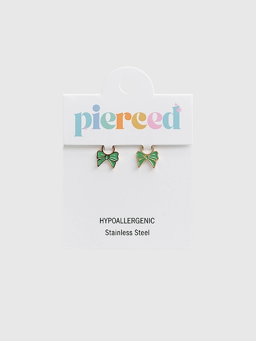Image number 1 showing, Pierced Co Green Bow Charm For Huggie Earrings