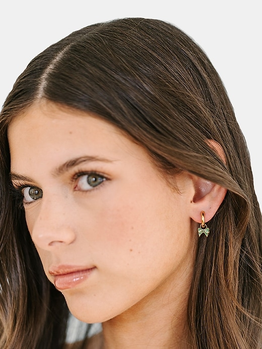 Image number 2 showing, Pierced Co Green Bow Charm For Huggie Earrings