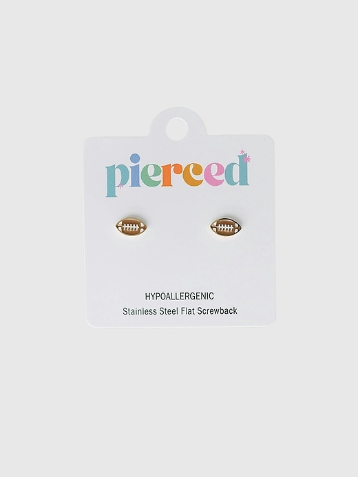 Image number 1 showing, Pierced Co Football Screwback Earrings