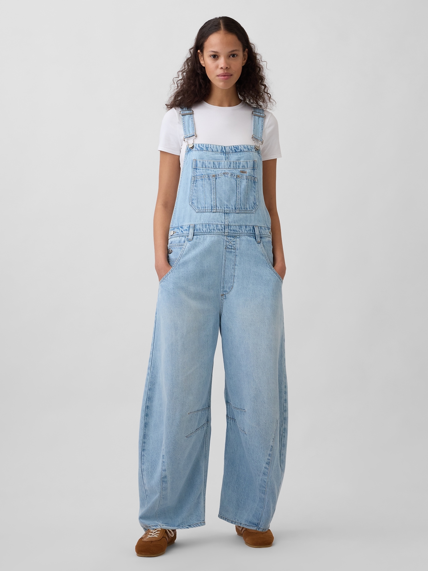 Gap Ultrasoft Denim Horseshoe Overalls In Multi