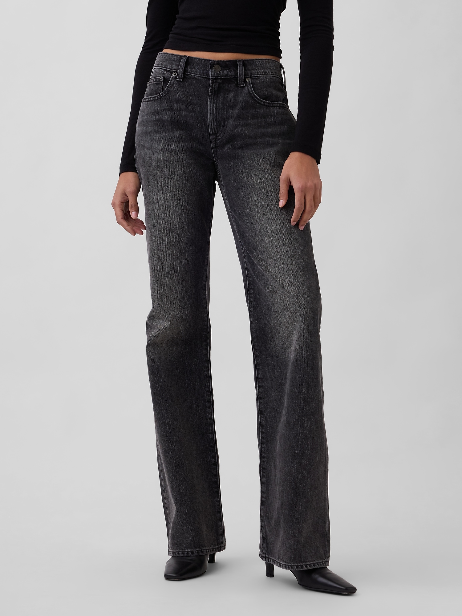 Mid Rise Relaxed Flare Jeans