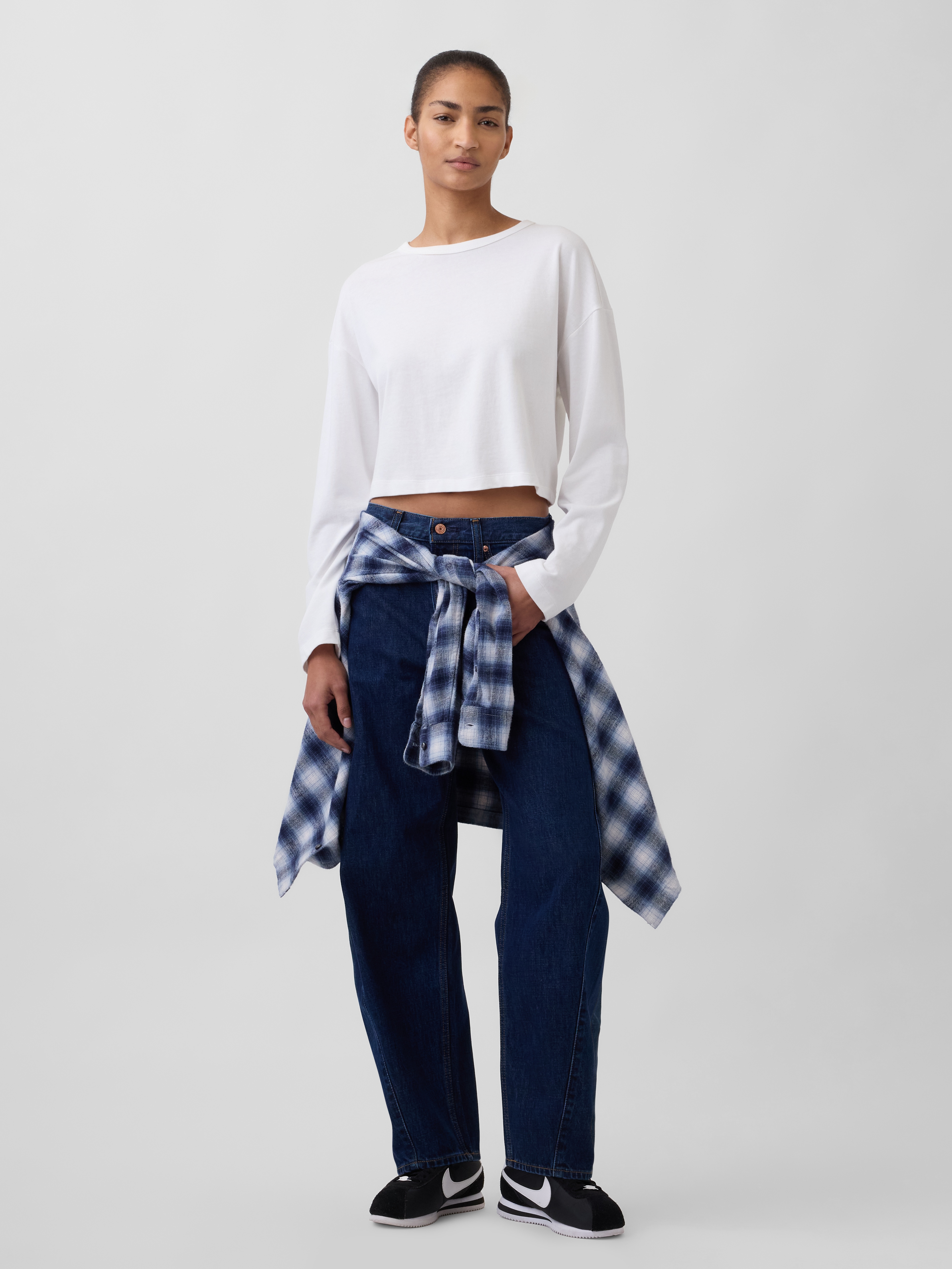 High Rise Crossover Barrel Jeans
