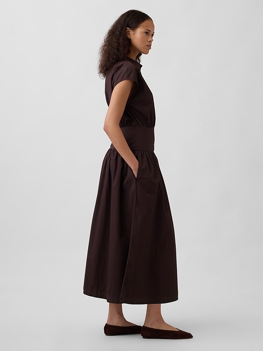 Image number 3 showing, Poplin Drop-Waist Maxi Shirtdress