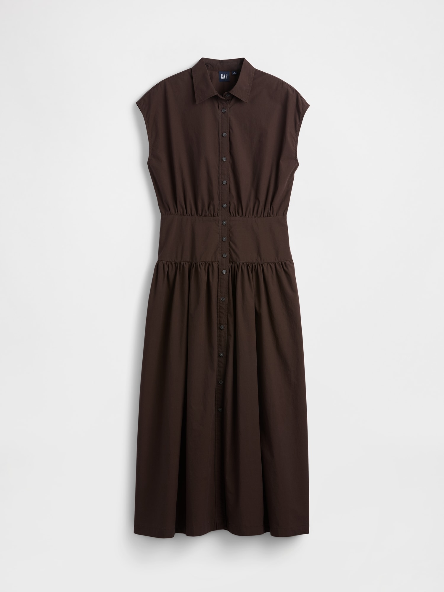 Poplin Drop-Waist Maxi Shirtdress