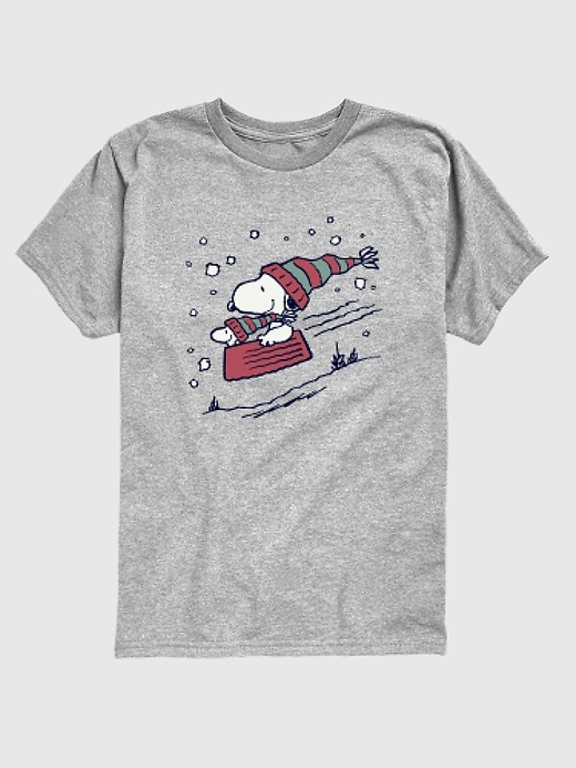 Image number 1 showing, Toddler Peanuts Snoopy Sledding Short Sleeve Graphic Tee